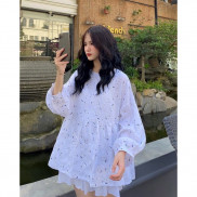 [FREE SIZE] Áo baby doll dài tay hoa nhí tiểu thư from rộng chuẩn ảnh
